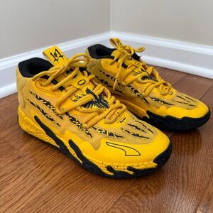 Puma MB.01 Low M.E.L.O. Porsche Kids Yellow Basketball Shoes Size 7Y
